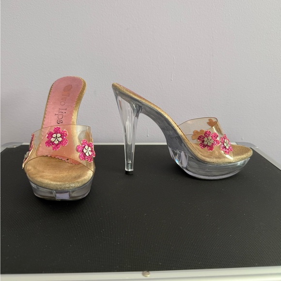 Vintage Victoria secrets two lips stiletto slides size 6 lucite pink sparkle - Picture 15 of 16